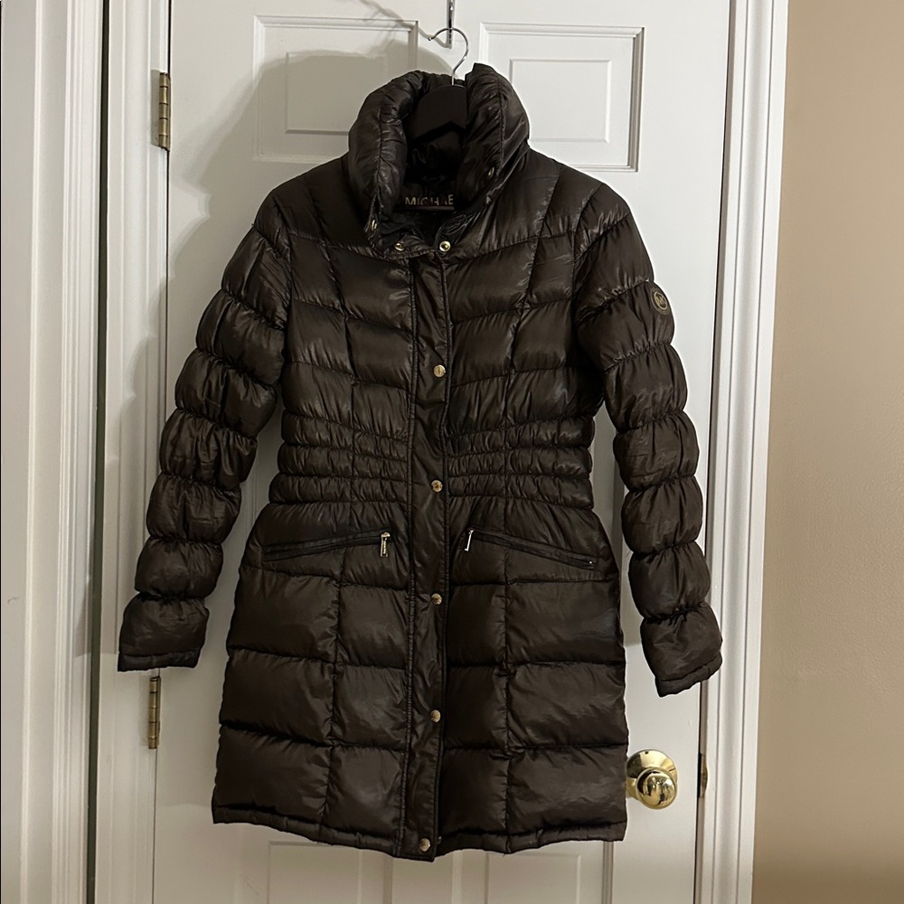 Michael Kors Shiny Brown Puffer Coat